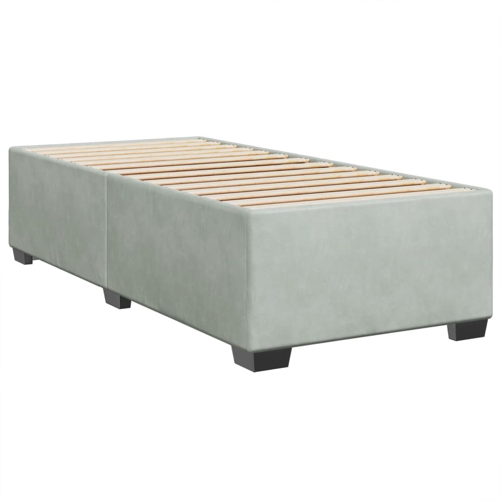 Box spring krevet s madracem svjetlosivi 90x190 cm baršunasti