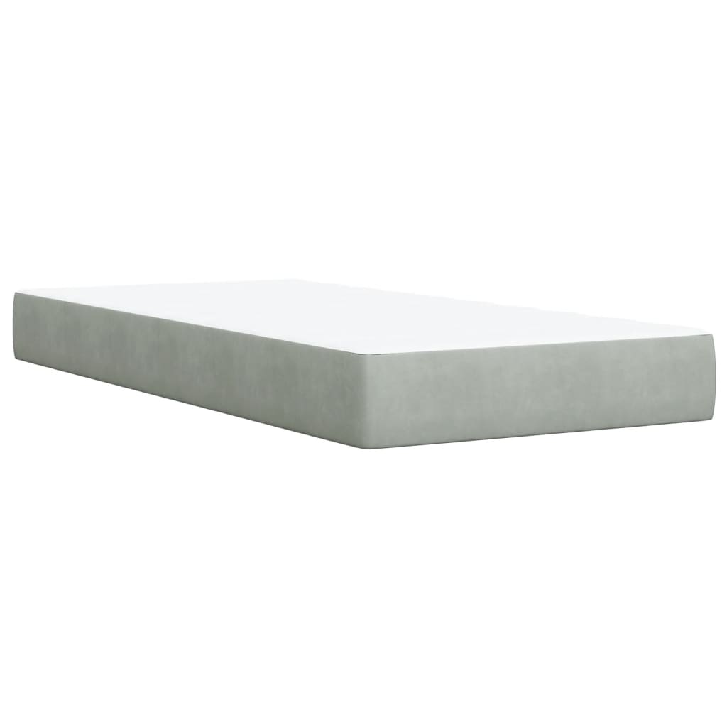 Box spring krevet s madracem svjetlosivi 90x190 cm baršunasti