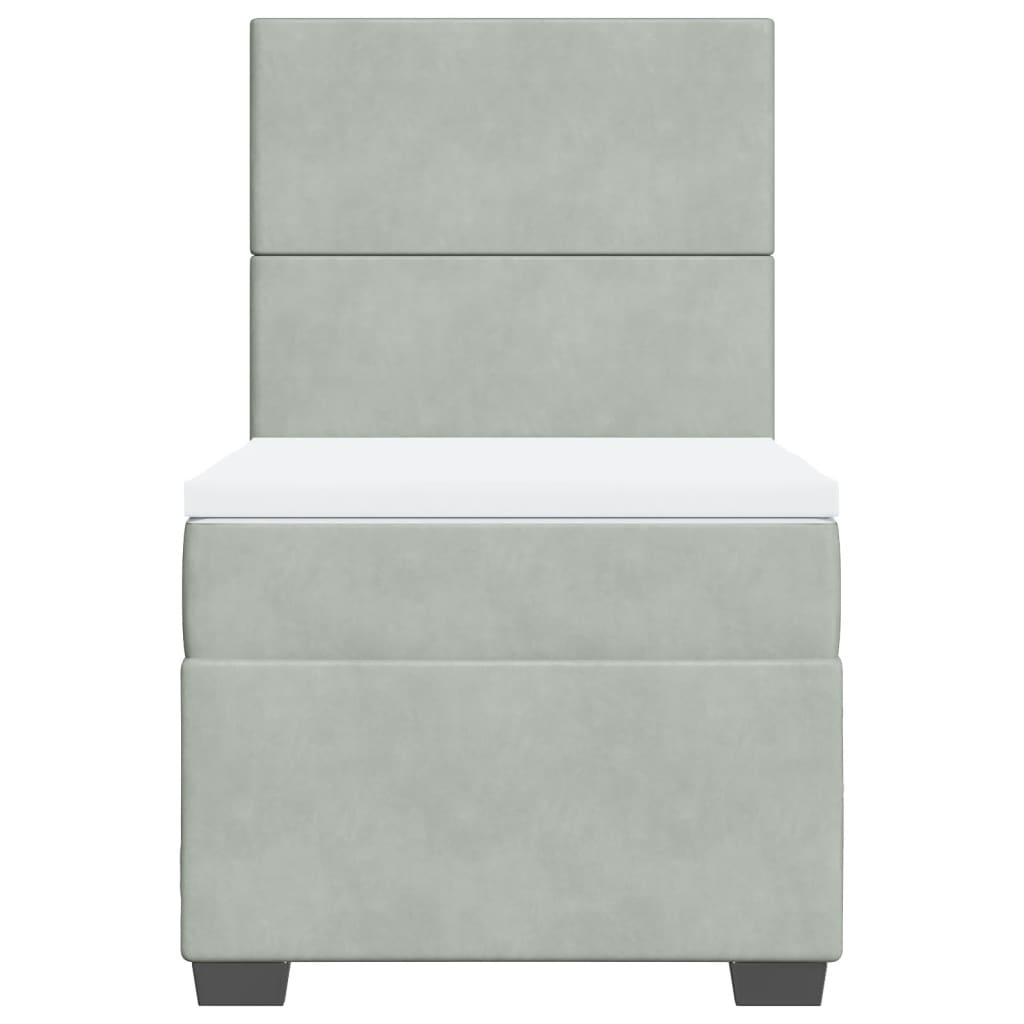 Box spring krevet s madracem svjetlosivi 90x190 cm baršunasti