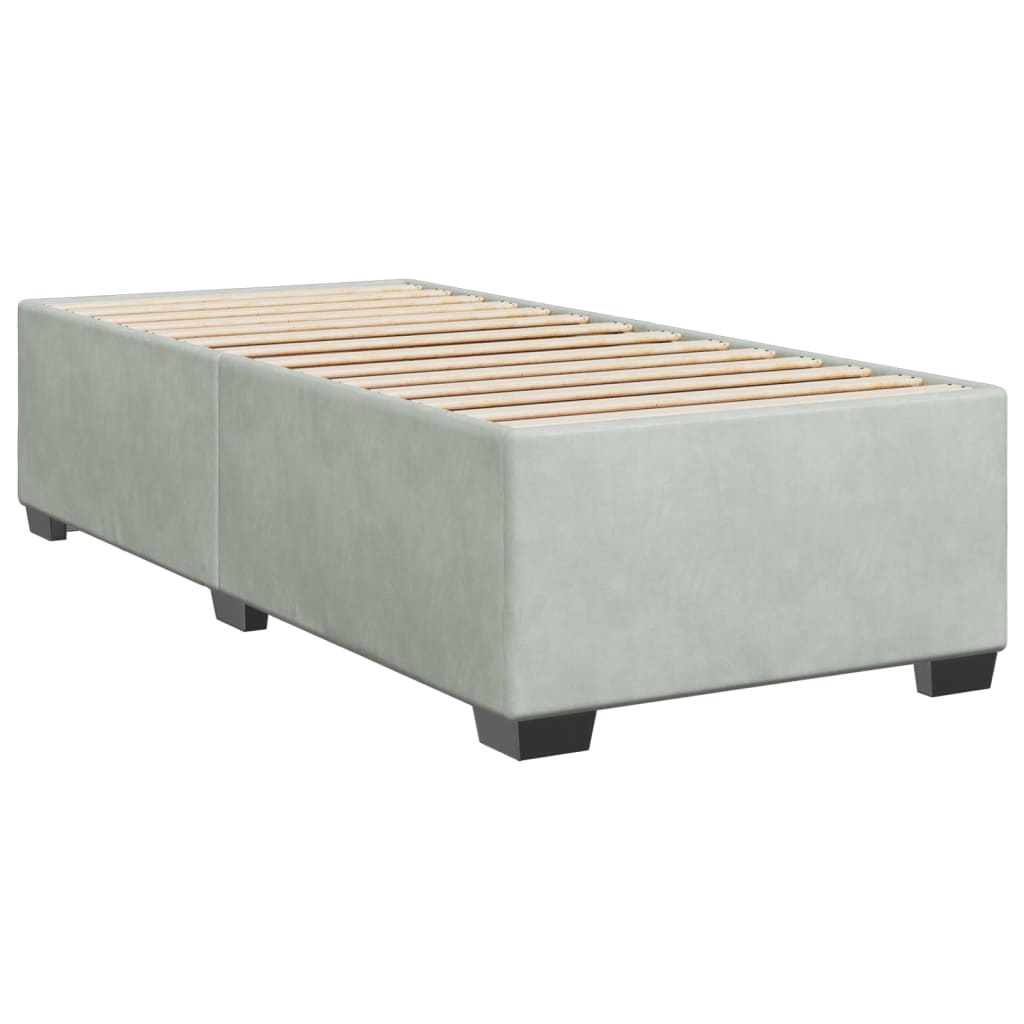 Box spring krevet s madracem svjetlosivi 90x190 cm baršunasti