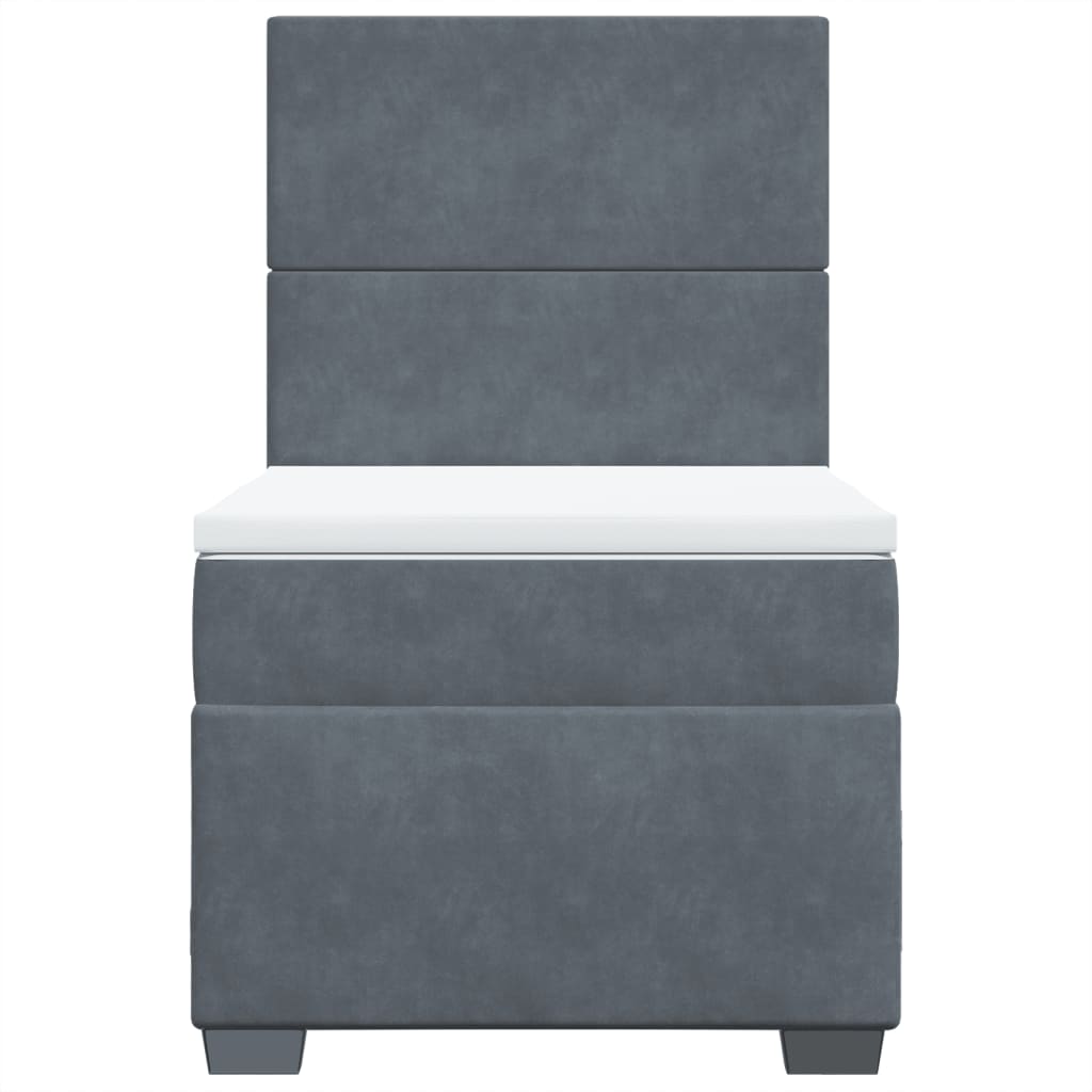 Box spring krevet s madracem tamnosivi 90x200 cm baršunasti