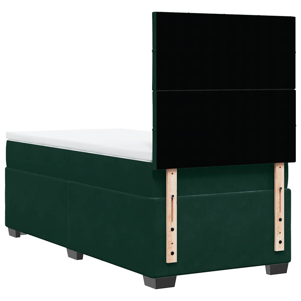 Box spring krevet s madracem tamnozeleni 90x200 cm baršunasti