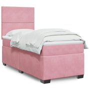 Box spring krevet s madracem ružičasti 90x200 cm baršunasti
