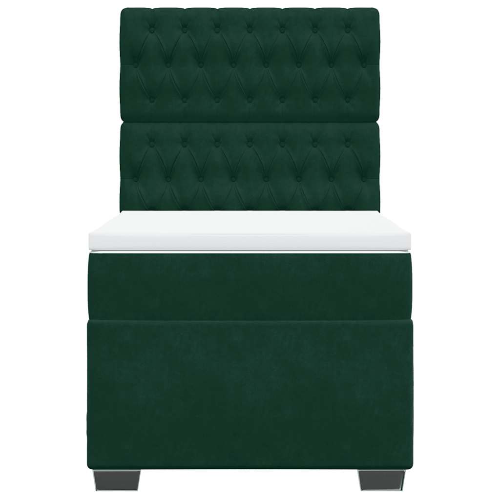 Box spring krevet s madracem tamnozeleni 90x200 cm baršunasti
