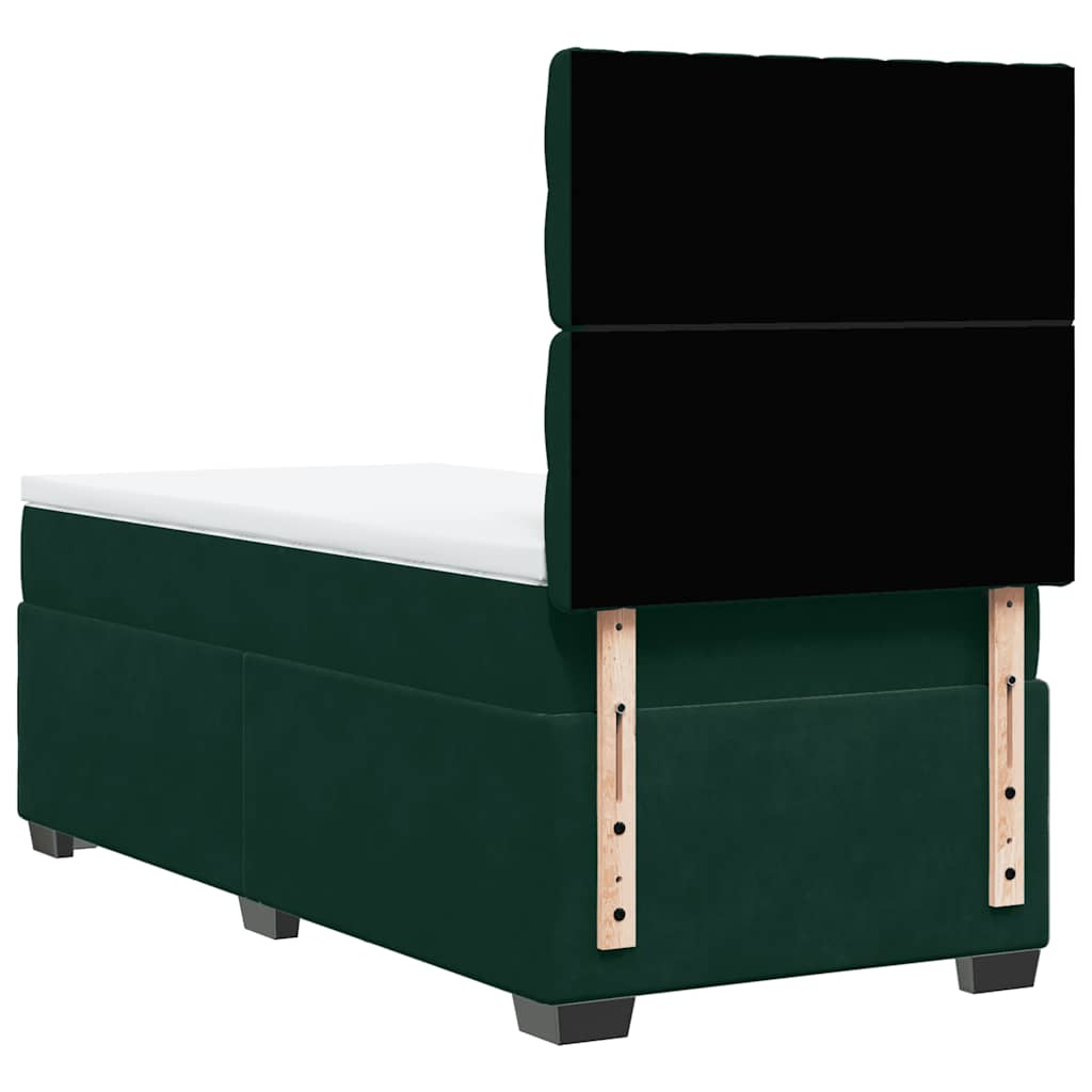 Box spring krevet s madracem tamnozeleni 90x200 cm baršunasti