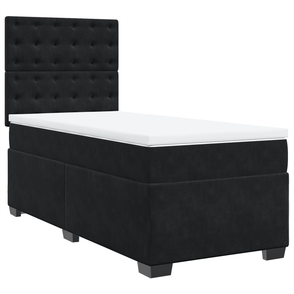 Box spring krevet s madracem crni 90x200 cm baršunasti