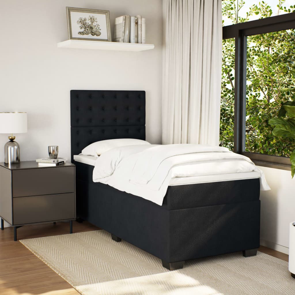 Box spring krevet s madracem crni 90x200 cm baršunasti