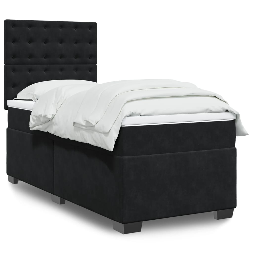 Box spring krevet s madracem crni 90x200 cm baršunasti