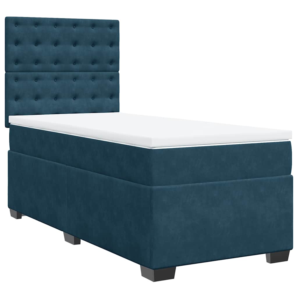 Box spring krevet s madracem plavi 90x200 cm baršunasti