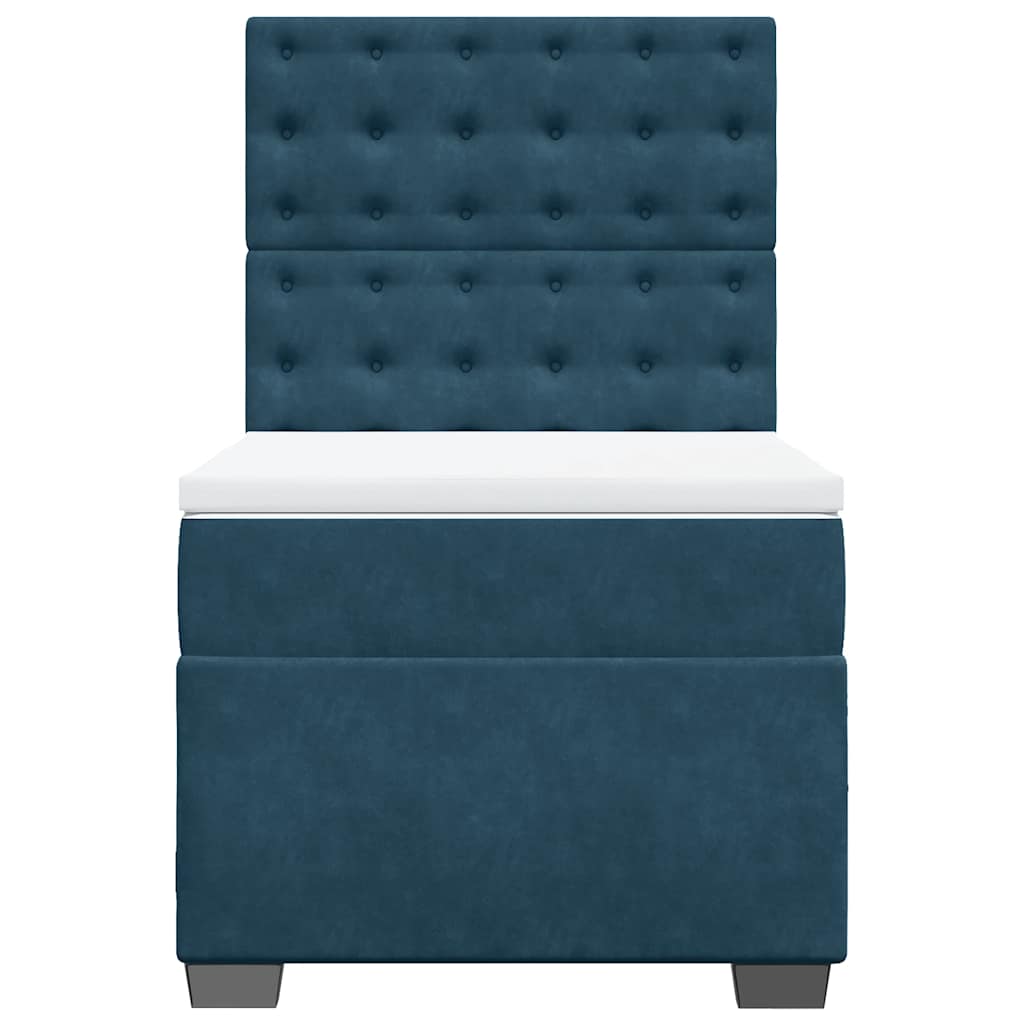 Box spring krevet s madracem plavi 90x200 cm baršunasti