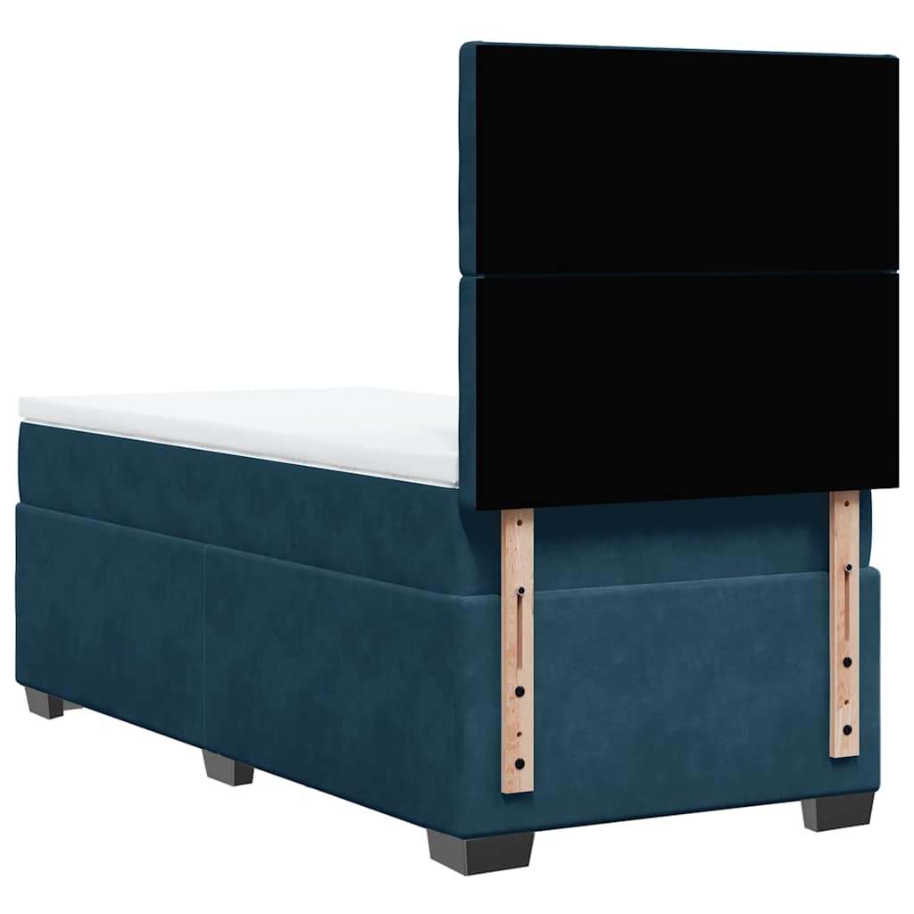 Box spring krevet s madracem plavi 90x200 cm baršunasti