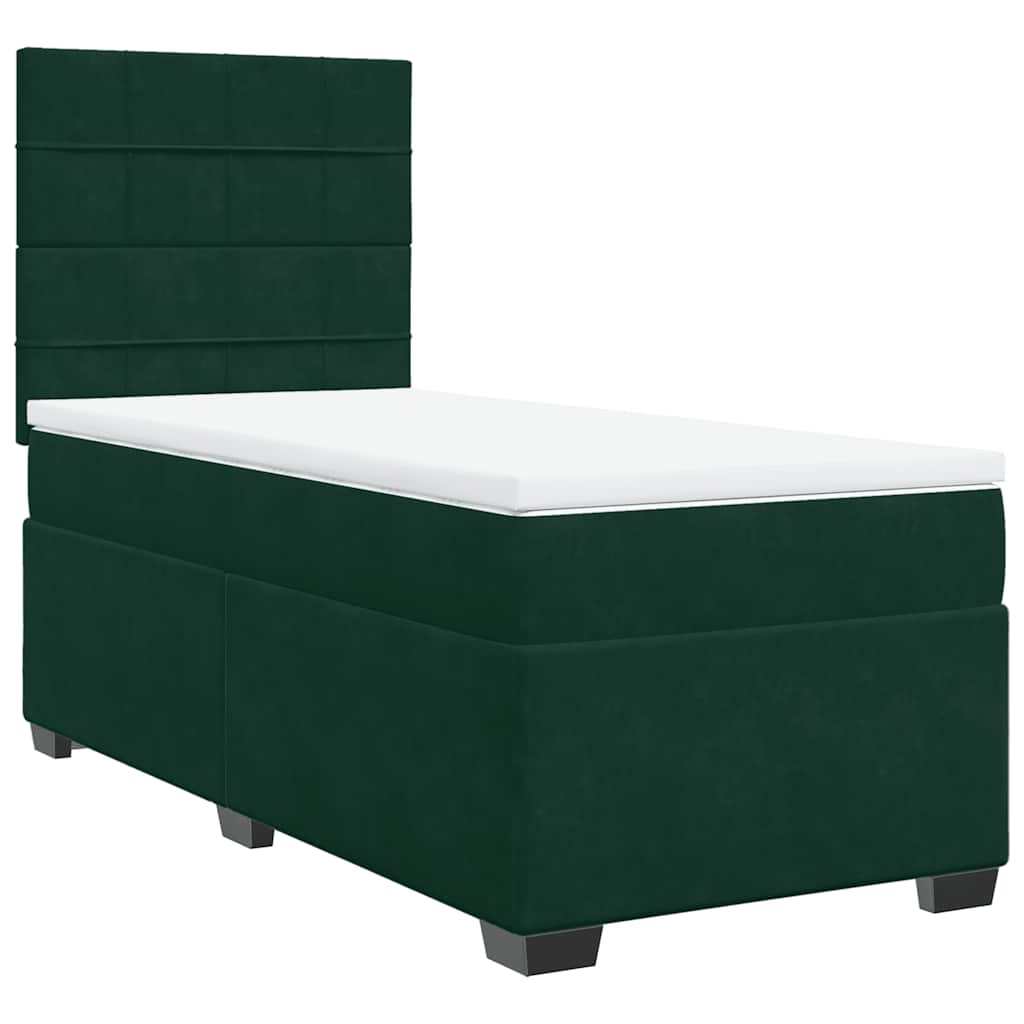 Box spring krevet s madracem tamnozeleni 100x200 cm baršunasti