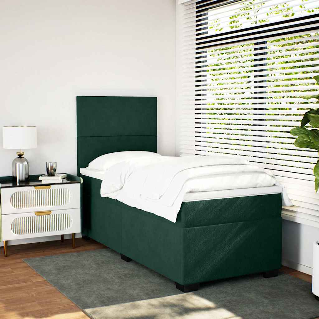 Box spring krevet s madracem tamnozeleni 100x200 cm baršunasti