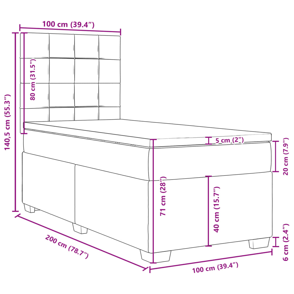 Box spring krevet s madracem crni 100x200 cm baršunasti