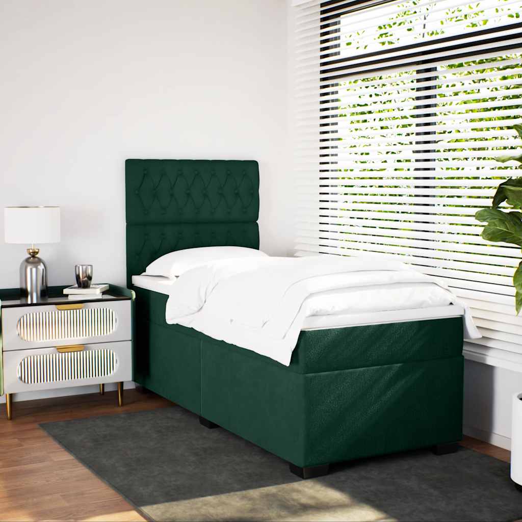 Box spring krevet s madracem tamnozeleni 100x200 cm baršunasti