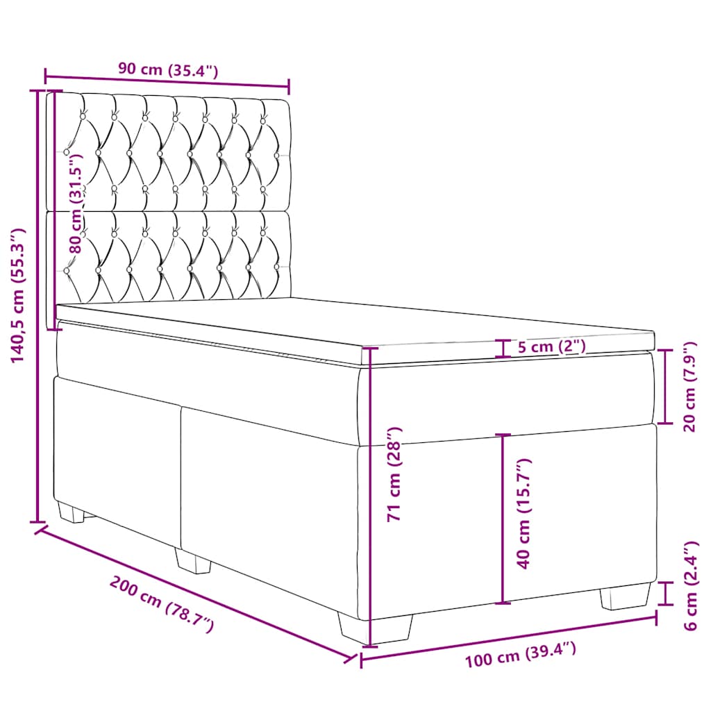 Box spring krevet s madracem tamnozeleni 100x200 cm baršunasti