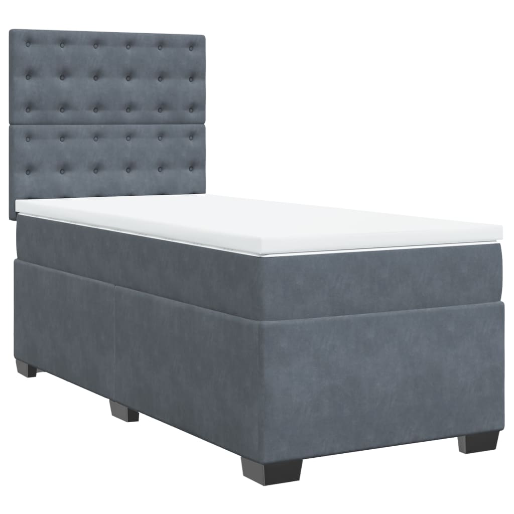 Box spring krevet s madracem tamnosivi 100x200 cm baršunasti