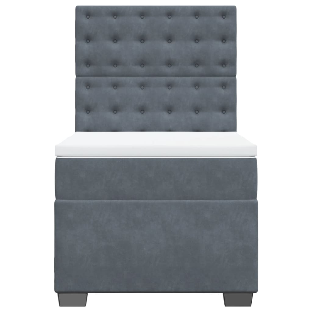 Box spring krevet s madracem tamnosivi 100x200 cm baršunasti