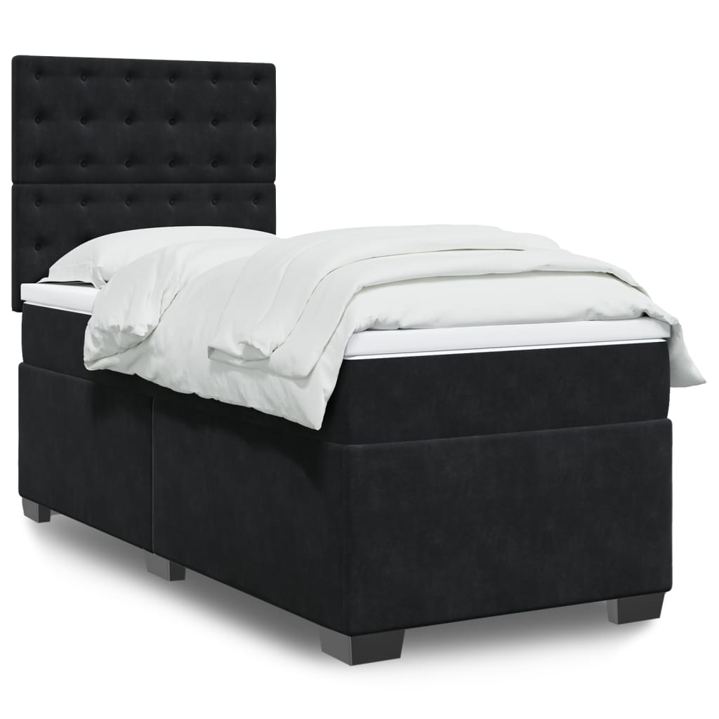 Box spring krevet s madracem crni 100x200 cm baršunasti