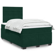 Krevet box spring s madracem tamnozeleni 120x190 cm baršunasti