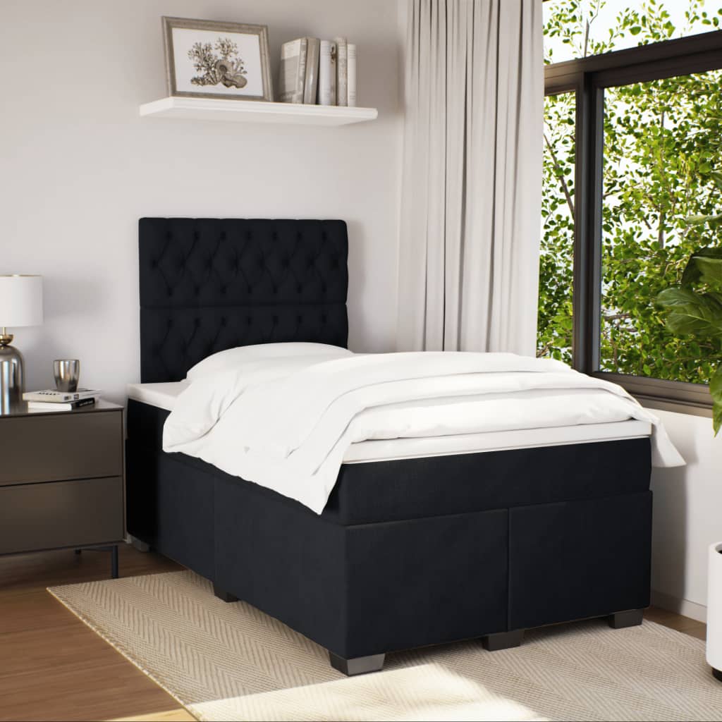 Krevet box spring s madracem crni 120 x 190 cm baršunasti