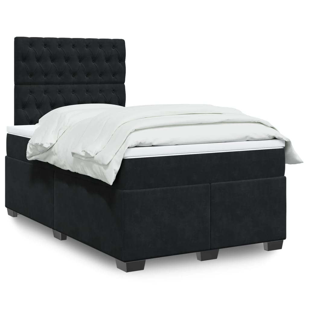 Krevet box spring s madracem crni 120 x 190 cm baršunasti