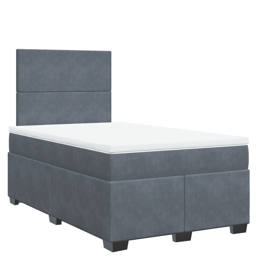 Box spring krevet s madracem tamnosivi 120 x 200 cm baršunasti