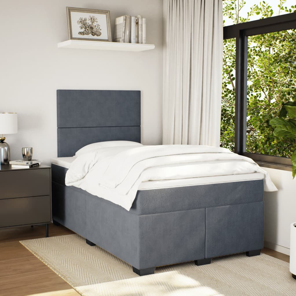 Box spring krevet s madracem tamnosivi 120 x 200 cm baršunasti