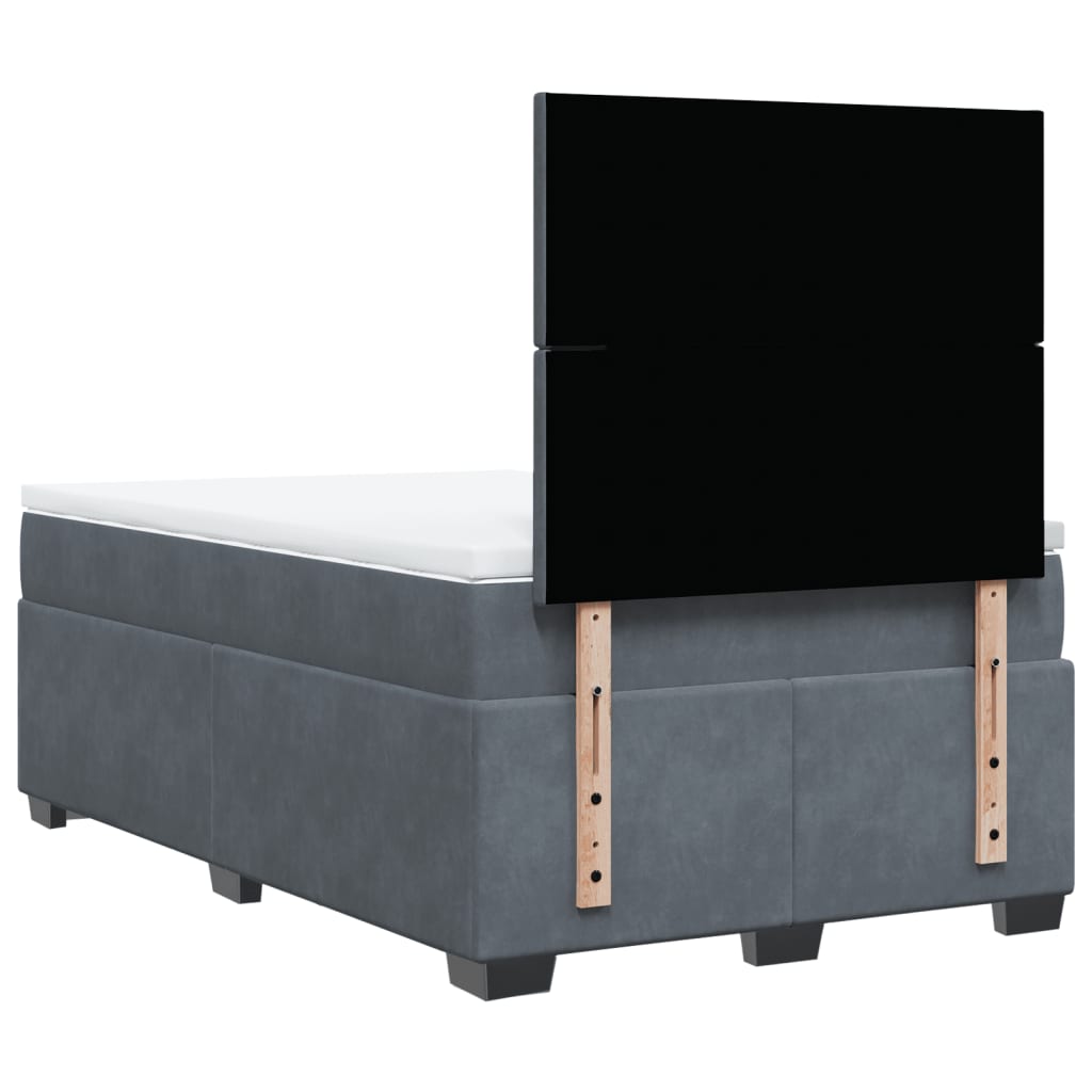 Box spring krevet s madracem tamnosivi 120 x 200 cm baršunasti
