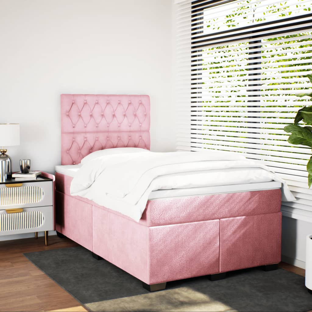 Box spring krevet s madracem ružičasti 120 x 200 cm baršunasti