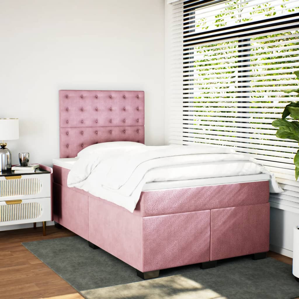 Box spring krevet s madracem ružičasti 120 x 200 cm baršunasti