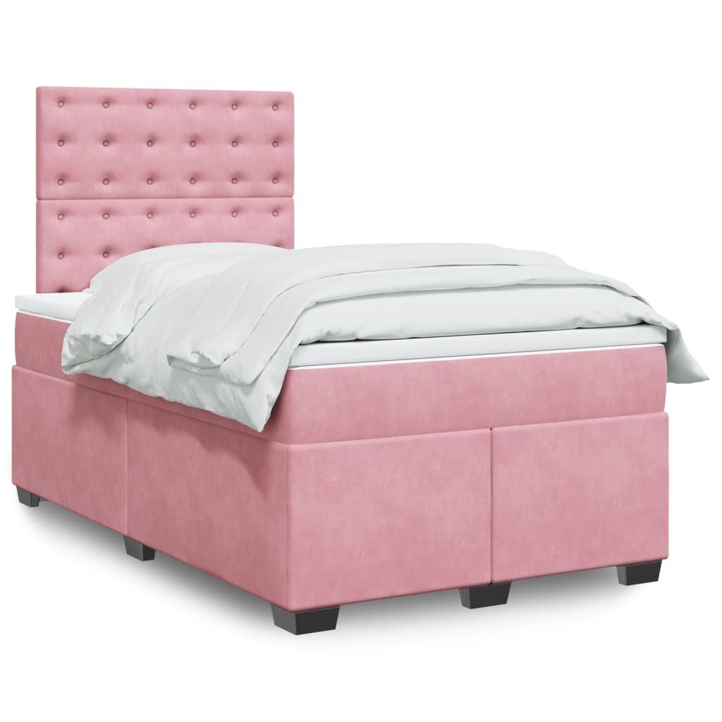 Box spring krevet s madracem ružičasti 120 x 200 cm baršunasti