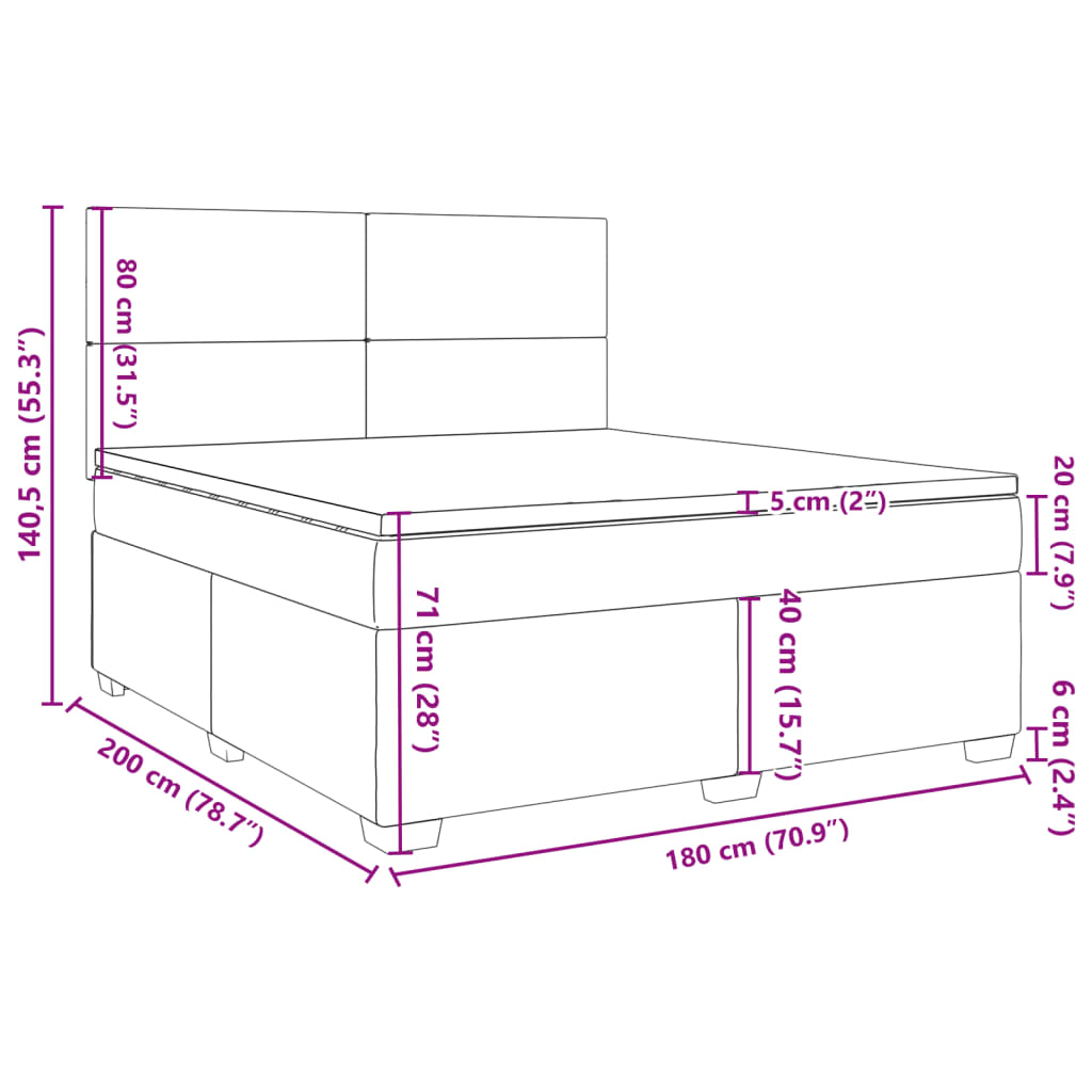 Krevet s oprugama i madracem tamnosivi 180x200 cm baršunasti