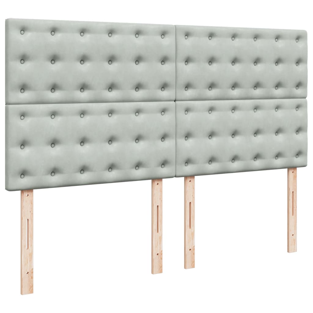 Krevet s oprugama i madracem svjetlosivi 200x200 cm baršunasti