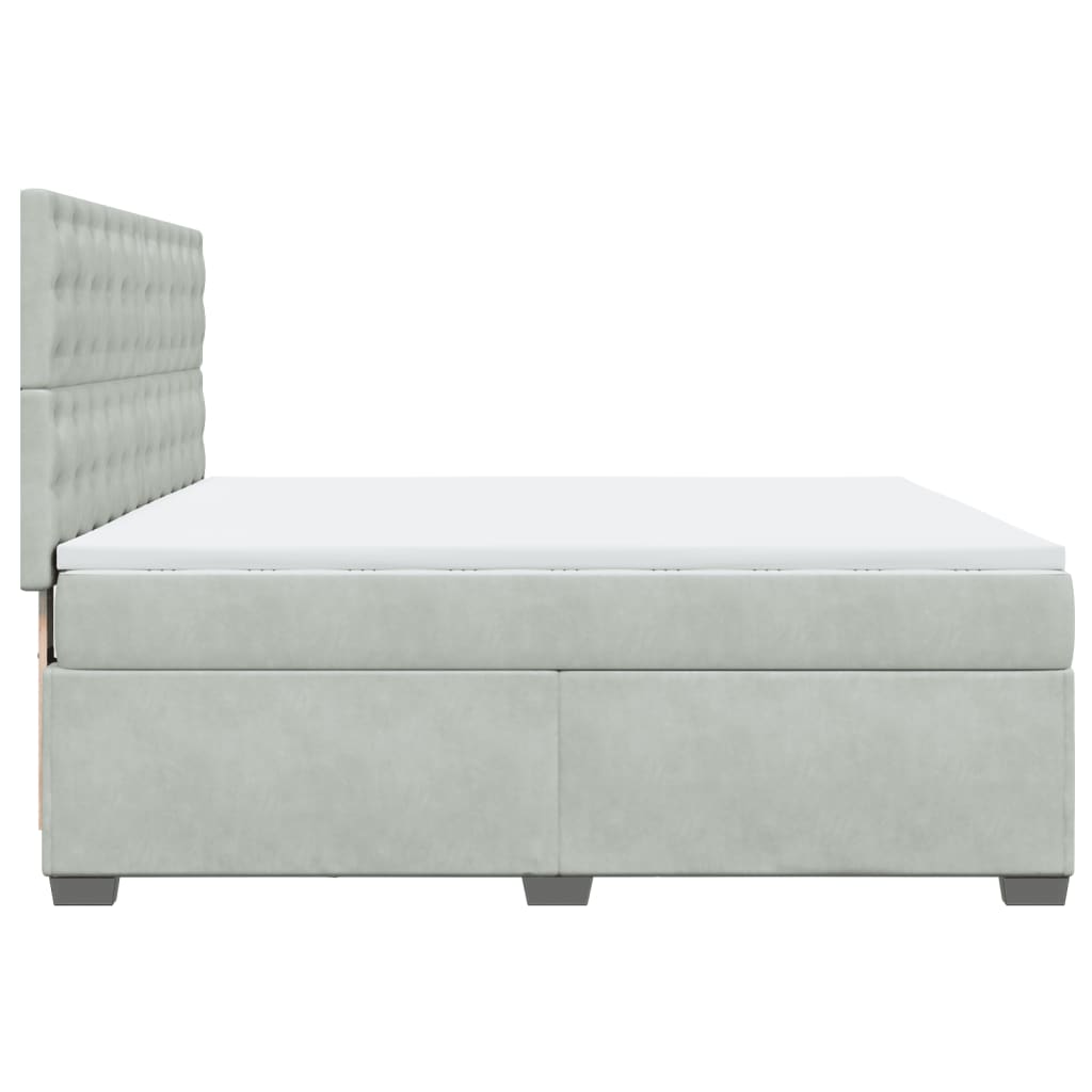 Krevet s oprugama i madracem svjetlosivi 200x200 cm baršunasti