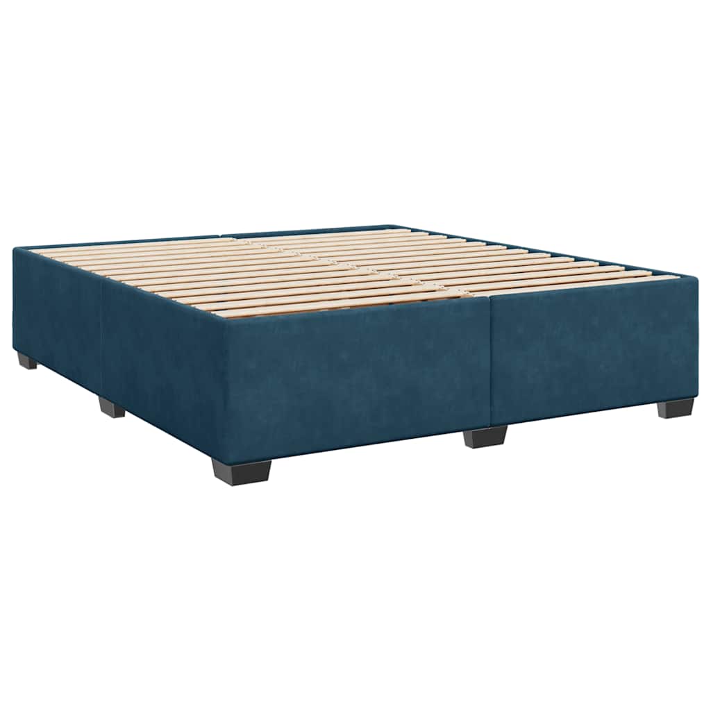 Krevet s oprugama i madracem plavi 200x200 cm baršunasti