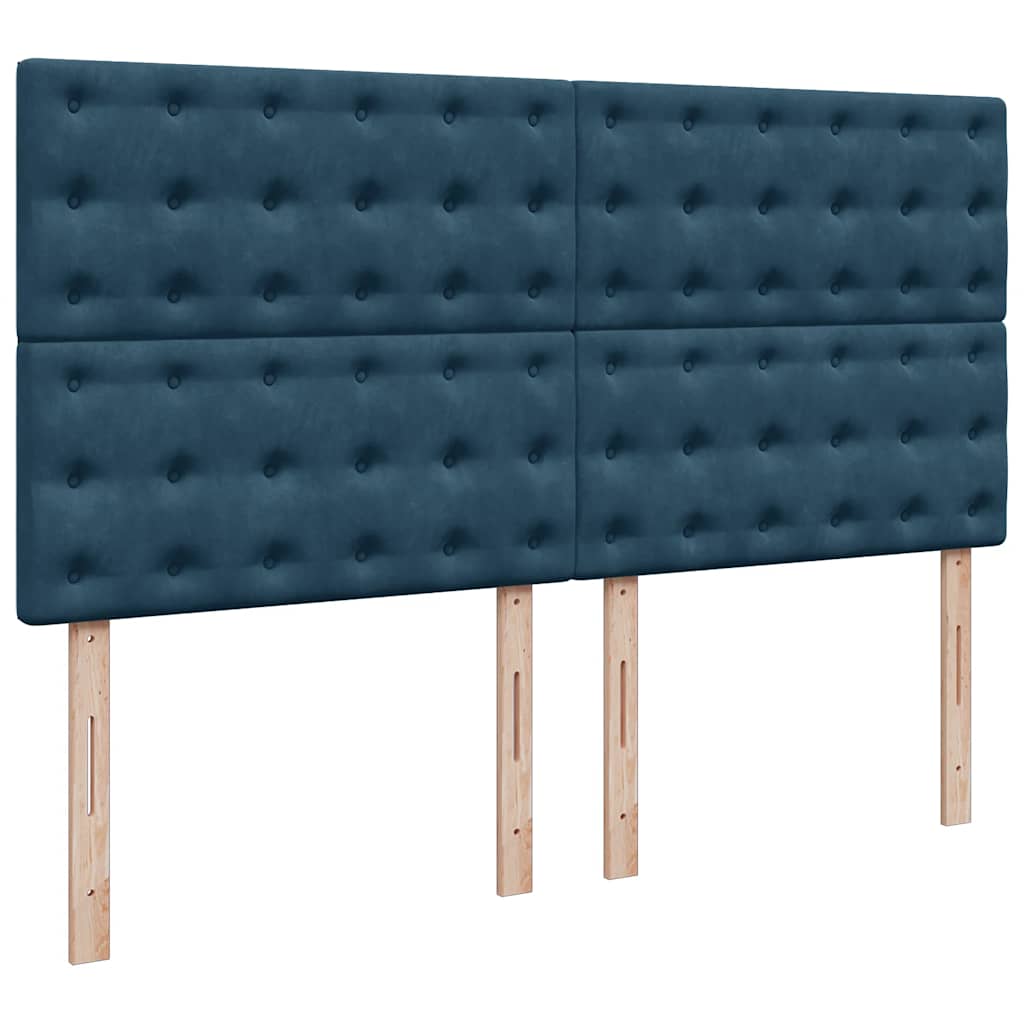 Krevet s oprugama i madracem plavi 200x200 cm baršunasti