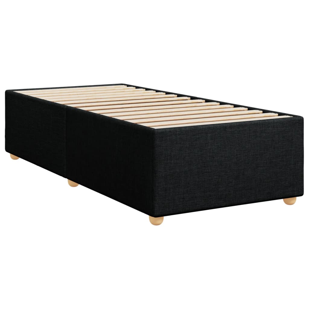 Krevet s oprugama i madracem crni 100 x 200 cm od tkanine