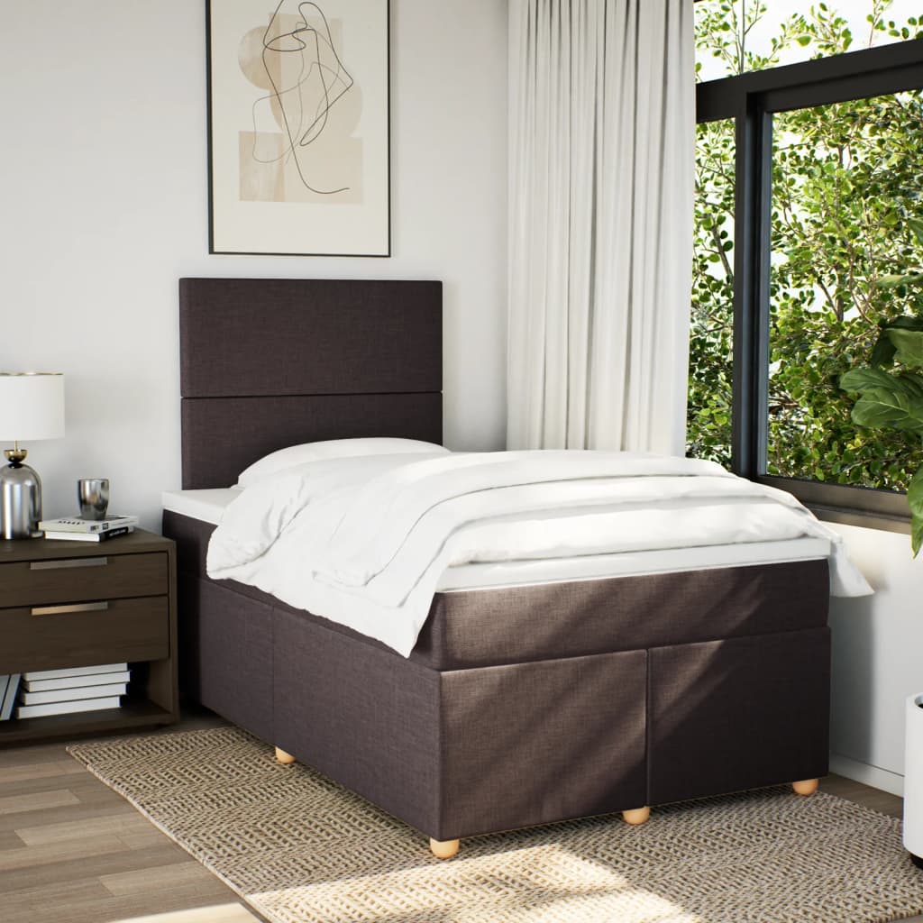 Krevet box spring s madracem tamnosmeđi 120 x 190 cm od tkanine