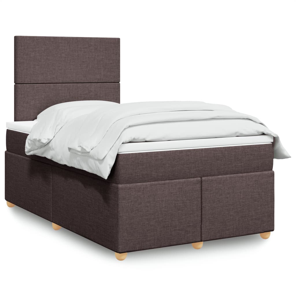 Krevet box spring s madracem tamnosmeđi 120 x 190 cm od tkanine