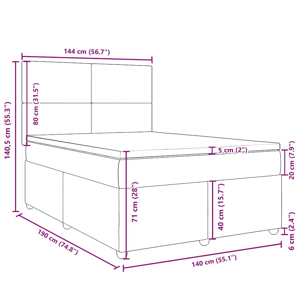 Krevet s oprugama i madracem plavi 140 x 190 cm od tkanine