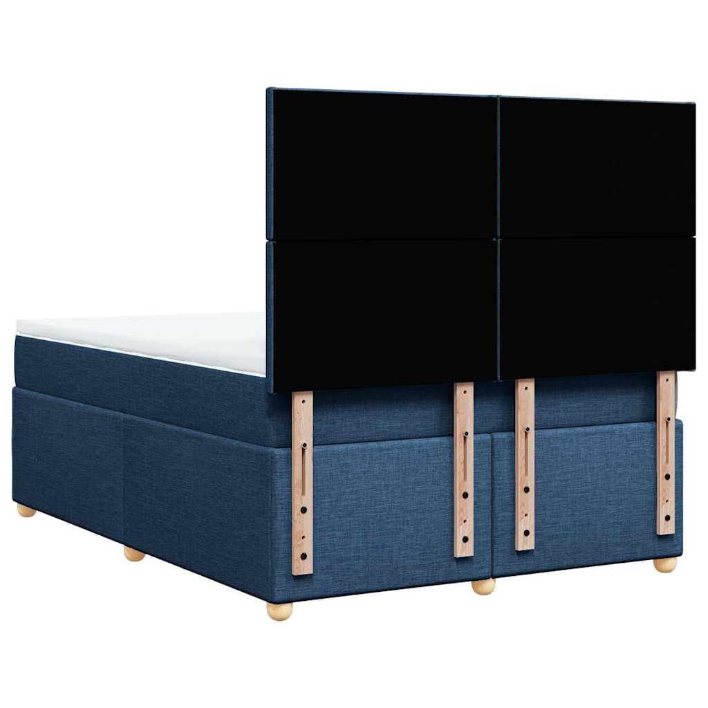 Krevet s oprugama i madracem plavi 140 x 190 cm od tkanine