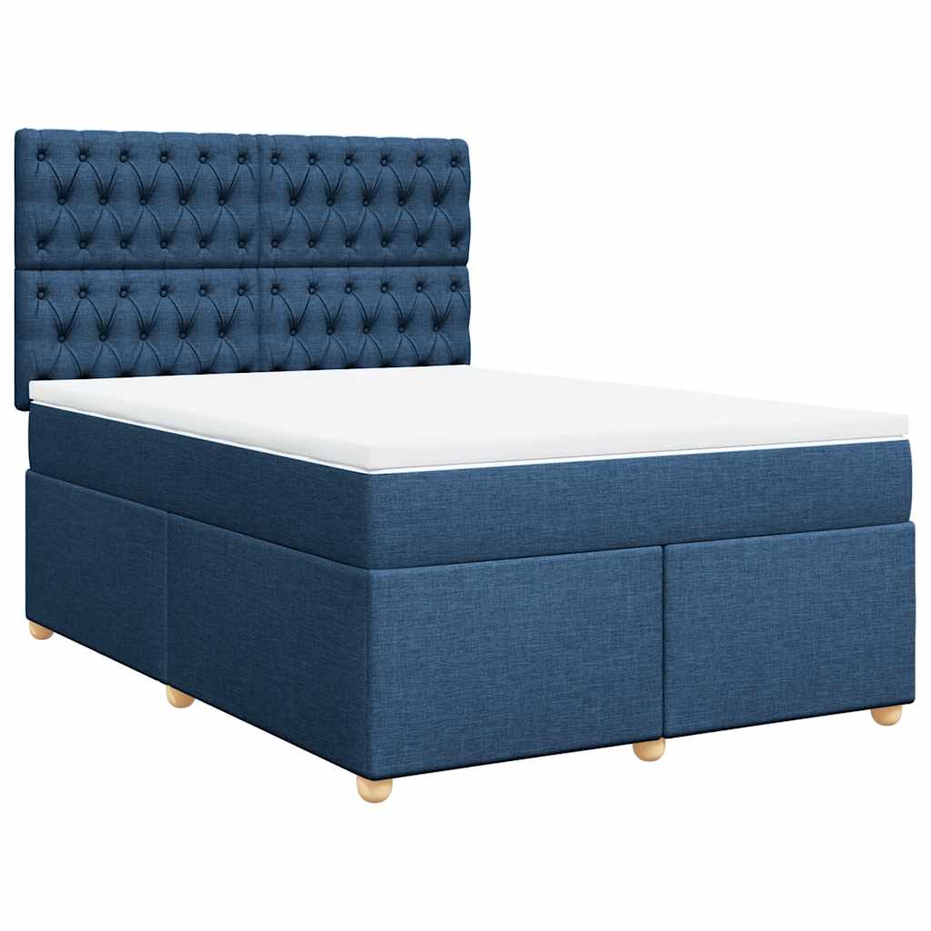 Krevet s oprugama i madracem plavi 140 x 190 cm od tkanine