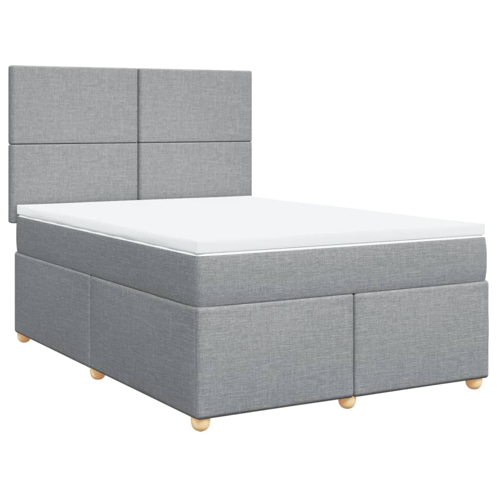 Krevet box spring s madracem svjetlosivi 140x200 cm od tkanine