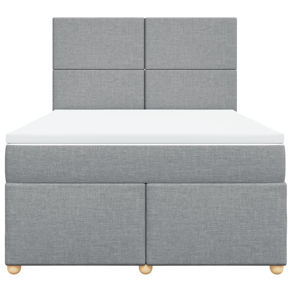 Krevet box spring s madracem svjetlosivi 140x200 cm od tkanine