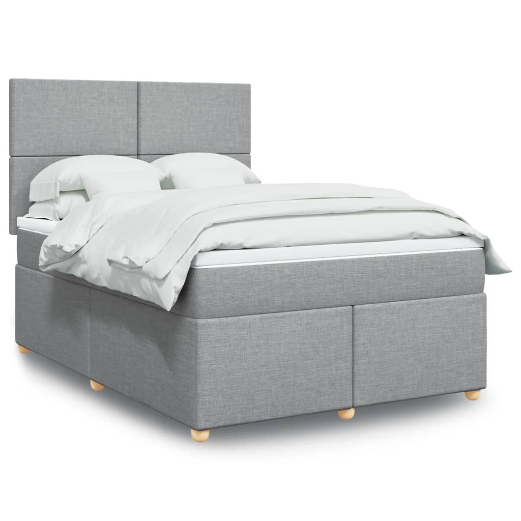 Krevet box spring s madracem svjetlosivi 140x200 cm od tkanine