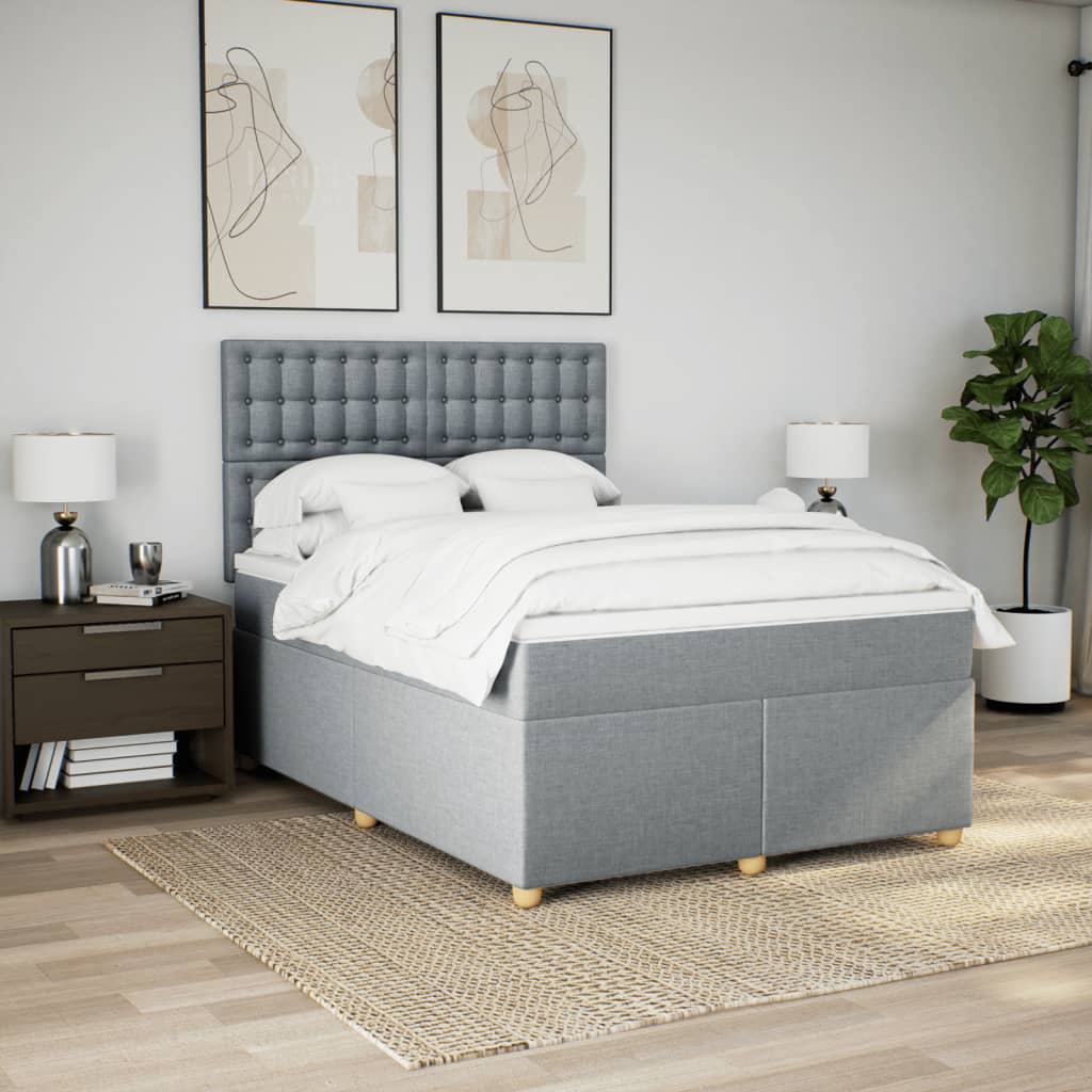 Krevet box spring s madracem svjetlosiva 160x200 cm tkanina