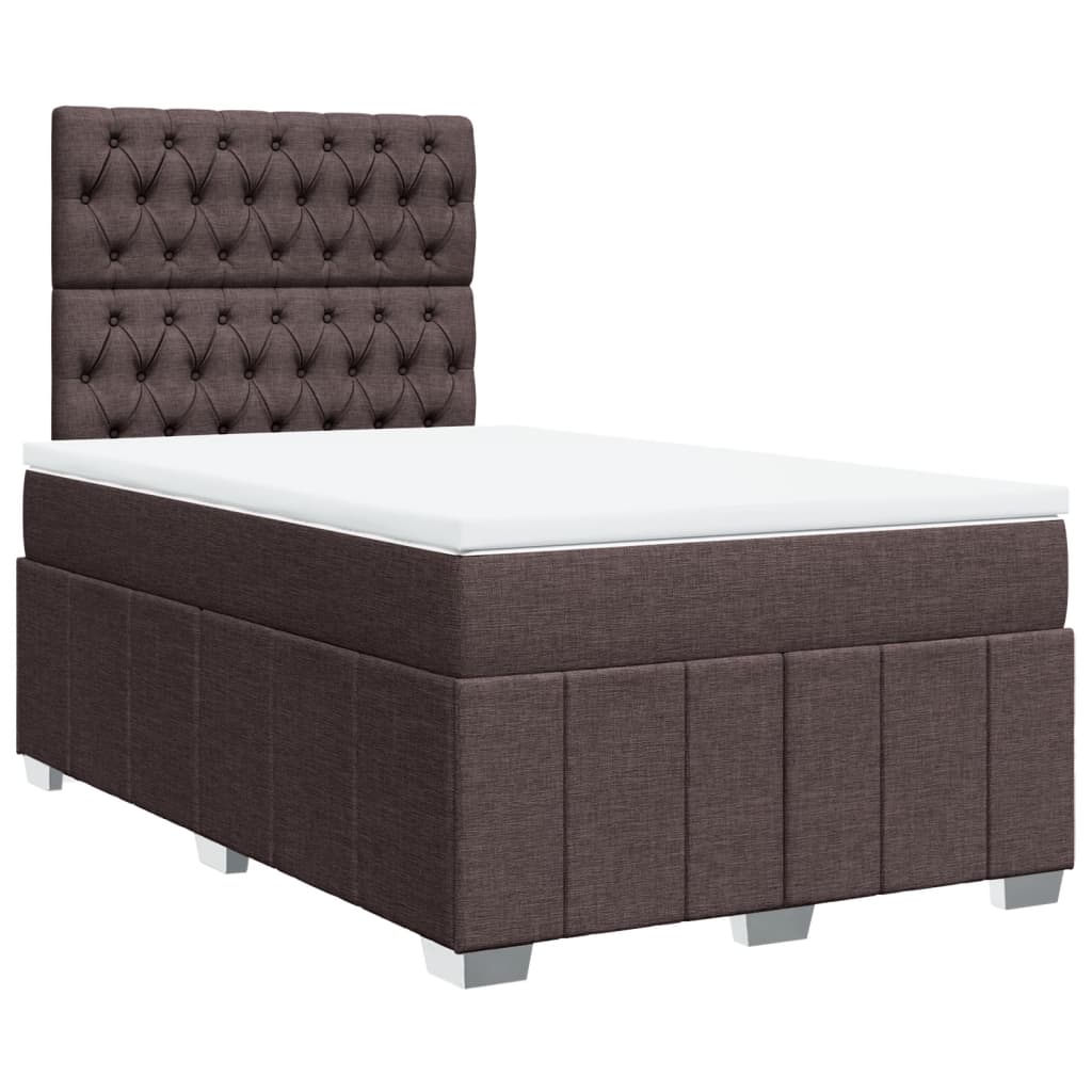 Krevet box spring s madracem tamnosmeđi 120 x 190 cm od tkanine