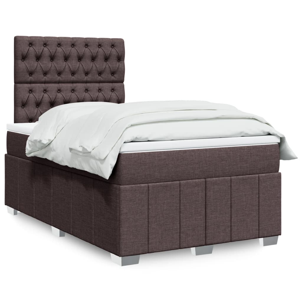 Krevet box spring s madracem tamnosmeđi 120 x 190 cm od tkanine