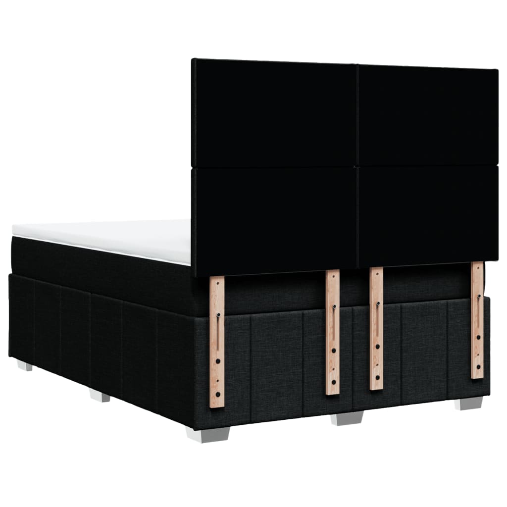 Krevet s oprugama i madracem crni 140 x 190 cm od tkanine